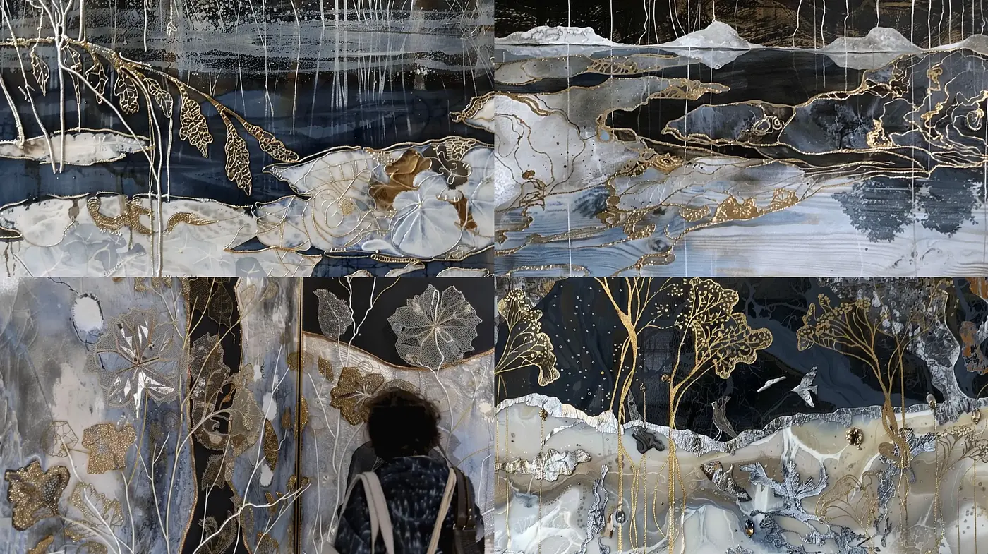 Ethereal Nature Tableaus with Gilded Accents - Midjourney sref style