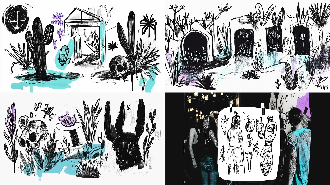 Nocturnal Whimsy: A Fusion of Sketchbook Aesthetics and Dusky Chromatics - Midjourney sref style