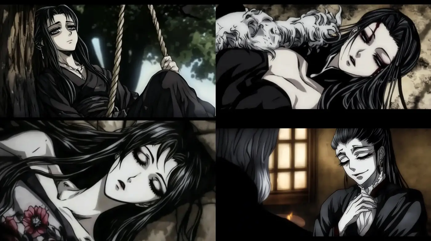 Elegant Gothic Anime Influence with Monochromatic Depth - Midjourney sref style