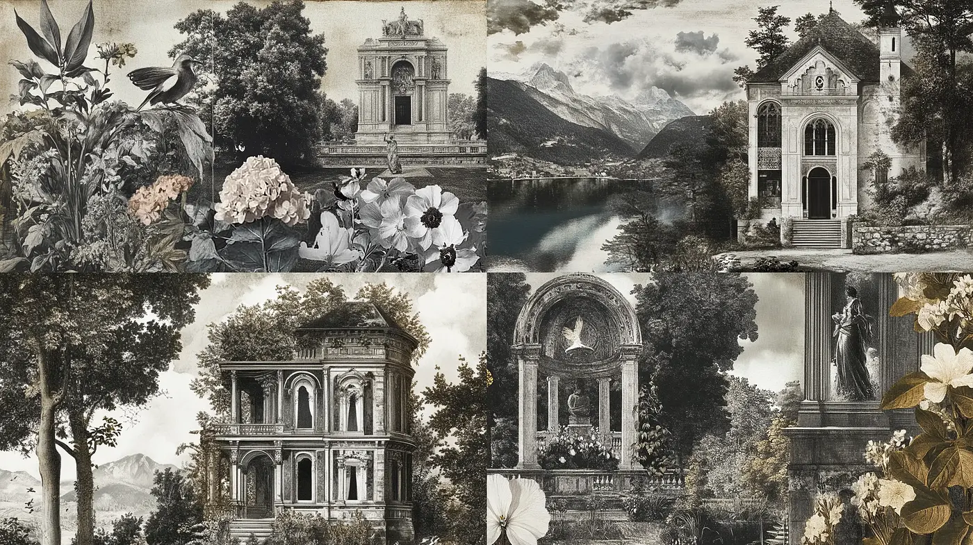 Ethereal Monochromatic Visions of Pastoral Elegance - Midjourney sref style