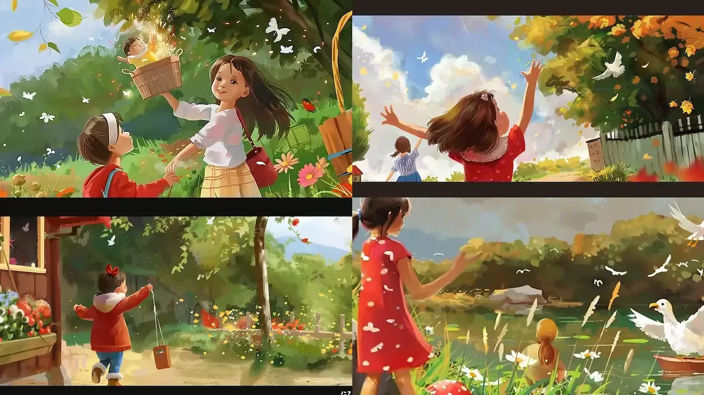Charming Illustrative Scenes with a Whimsical and Joyful Ambiance - Midjourney sref style