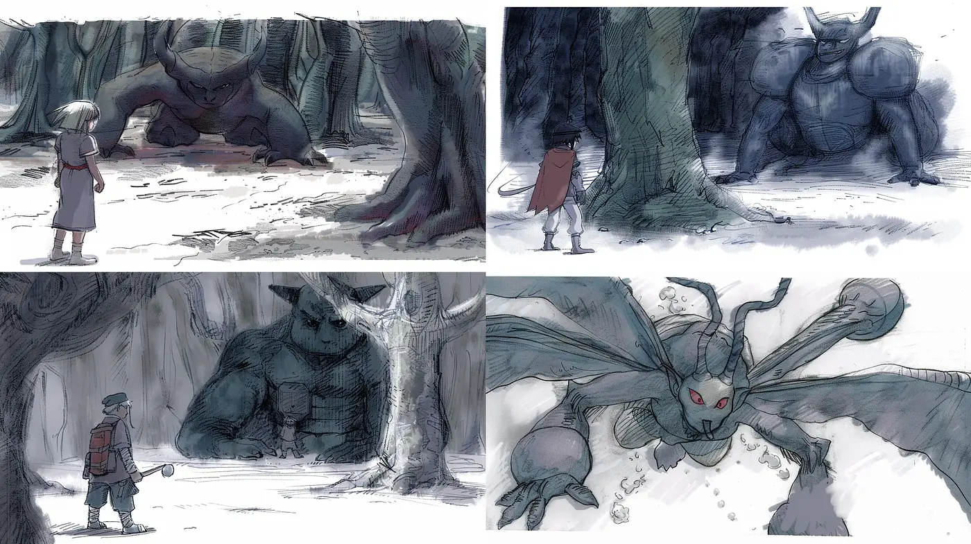 Mystical Glimpses of Ethereal Creatures in a Shadowy Realm - Midjourney sref style