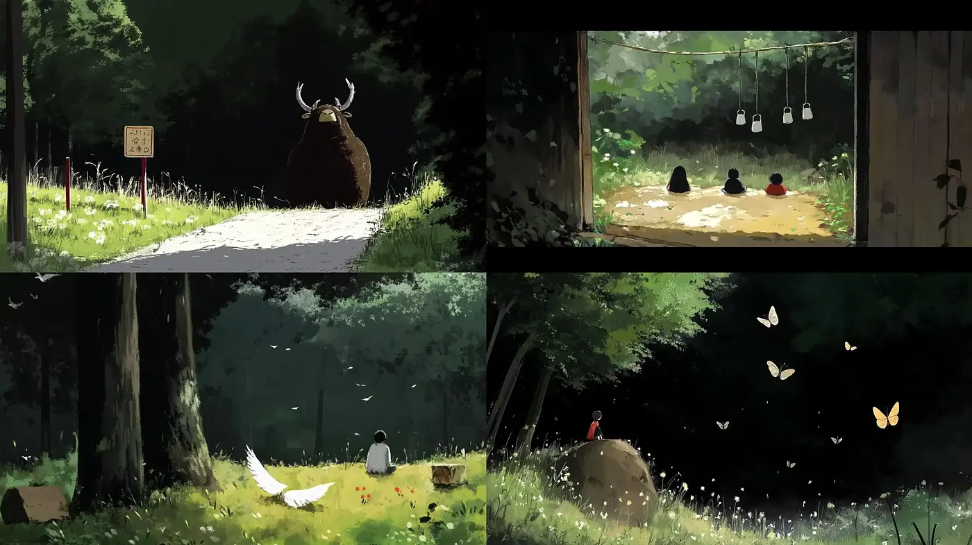 Evocative Natural Serenity in Stylized Brushwork - Midjourney sref style