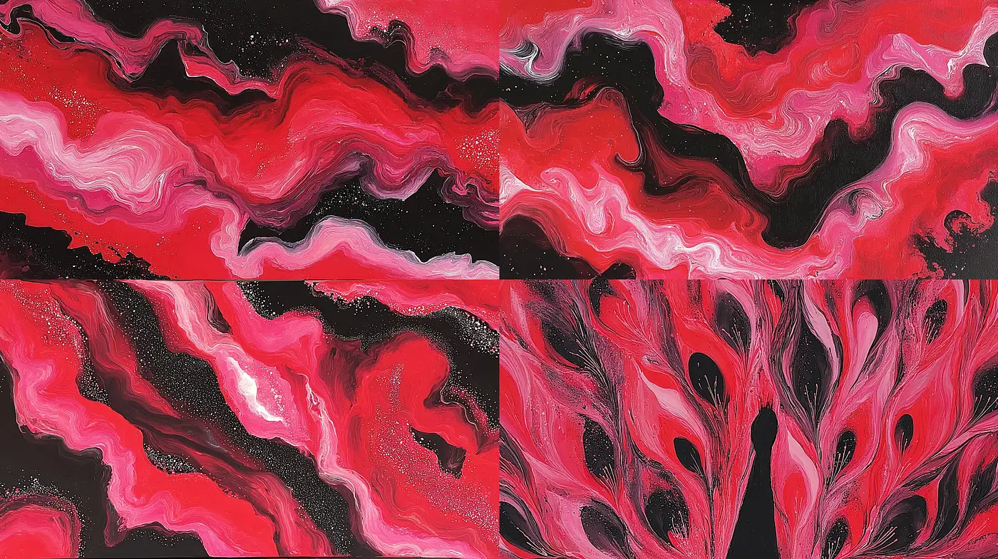 Vibrant Abstract Swirls with Dramatic Textures and Emotional Impact - Midjourney sref style