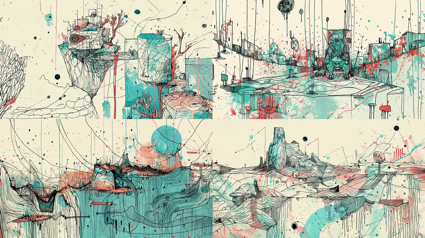 Surreal Fragmented Dreamscapes with Ethereal Overtones - Midjourney sref style