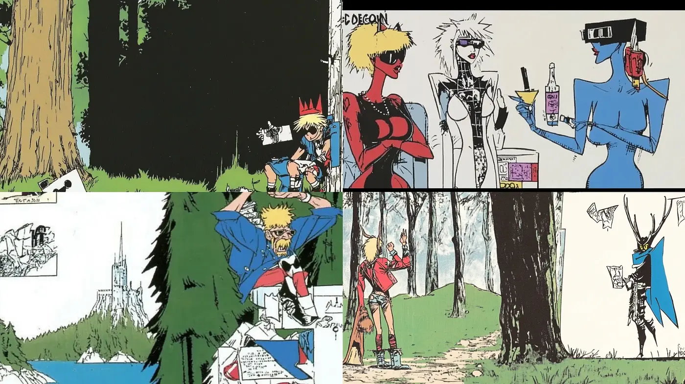 Eclectic Comic Book Narratives with a Retro Touch - Midjourney sref style