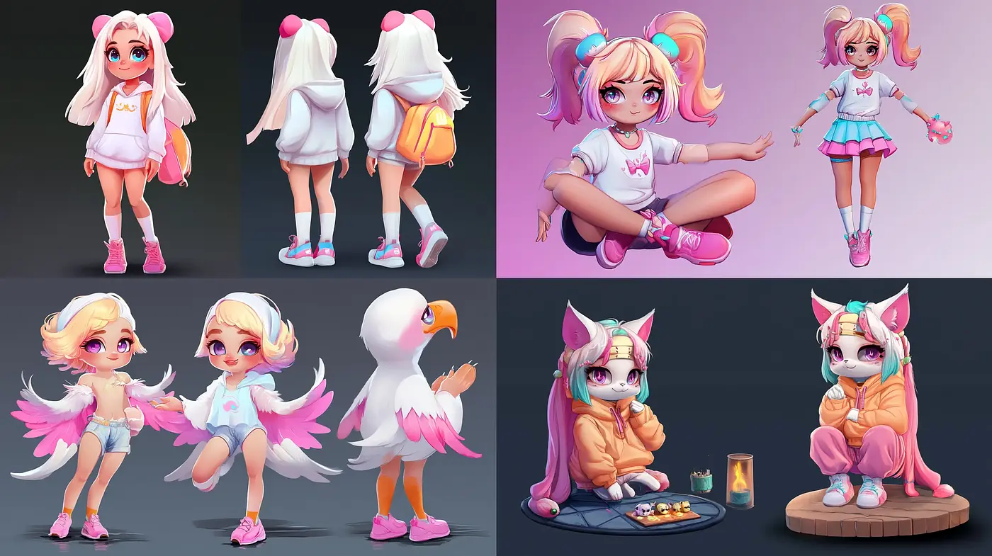 Candy-Colored Anime Fusion with Playful Fantasy Overtones - Midjourney sref style