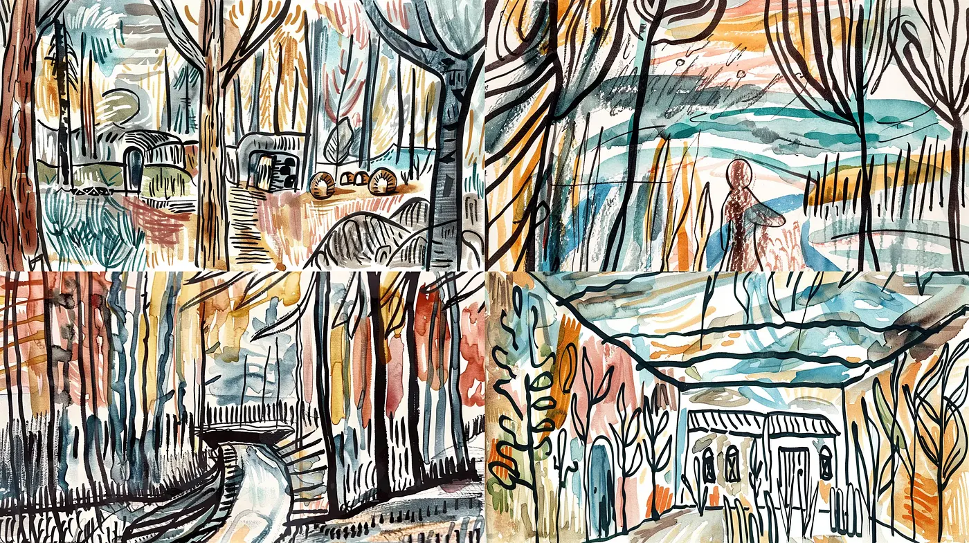 Expressive Brushwork and Vivid Abstraction: A Fusion of Emotional Intensity - Midjourney sref style