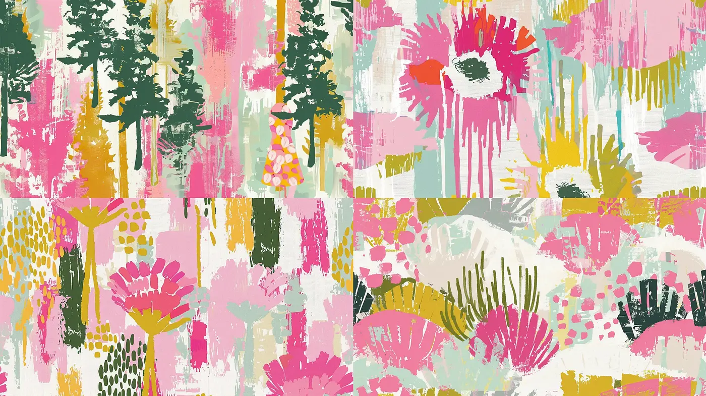 Vibrant Abstract Botanical Tapestry with Expressive Brushstrokes - Midjourney sref style