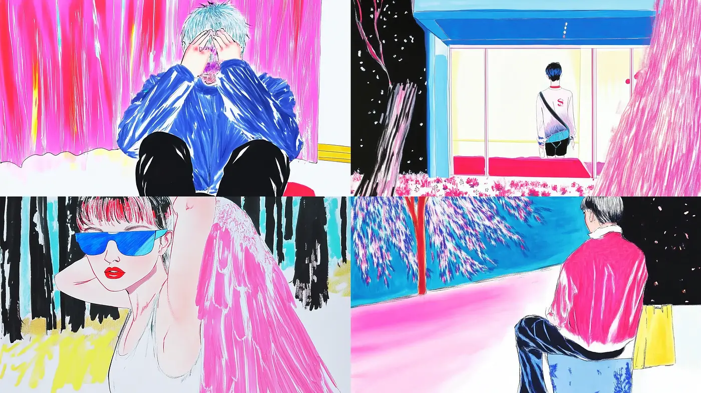 Vibrant Neon Contrasts with a Pop Art Twist - Midjourney sref style