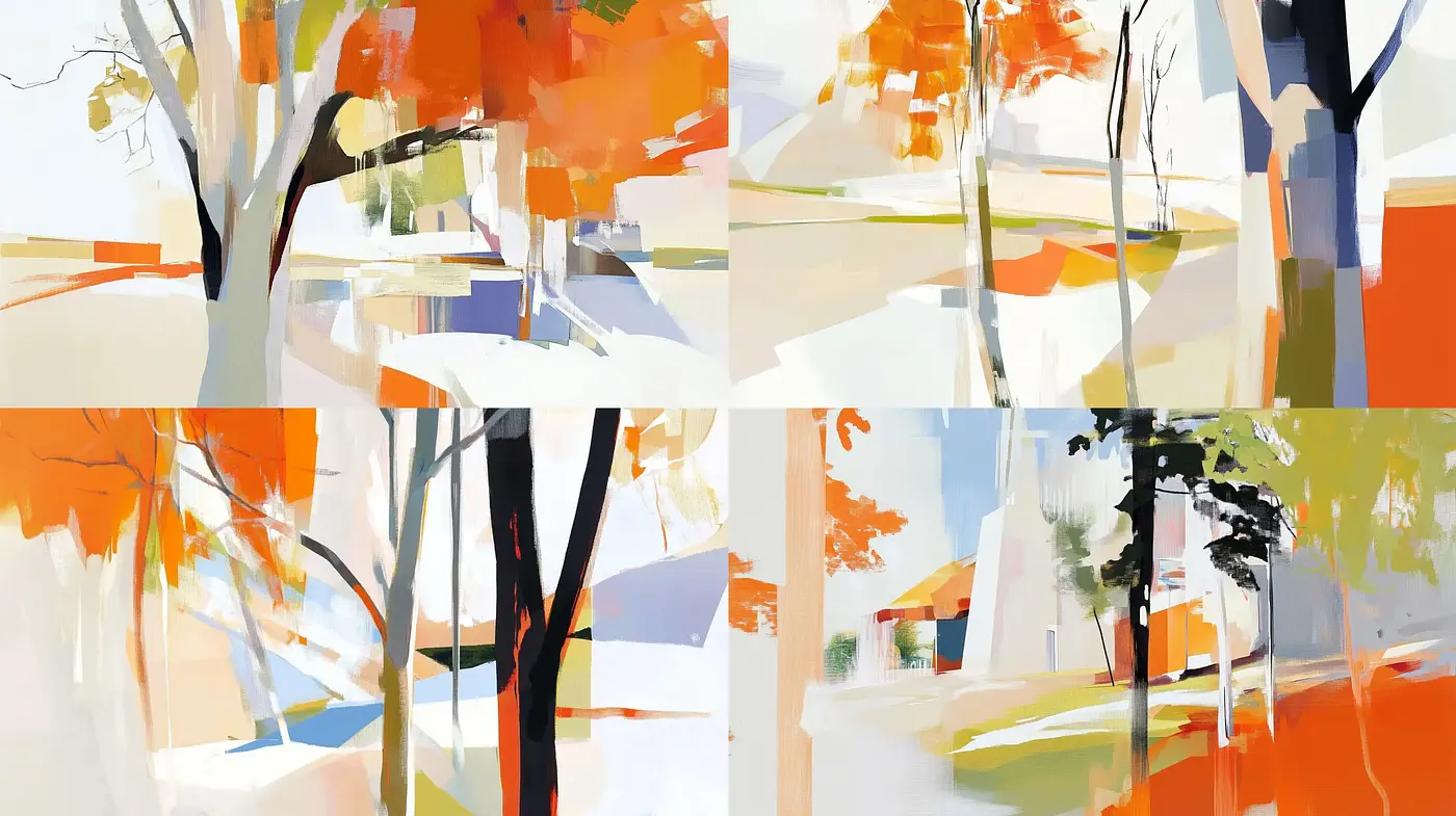 Abstract Autumnal Hues in Geometric Harmony - Midjourney sref style
