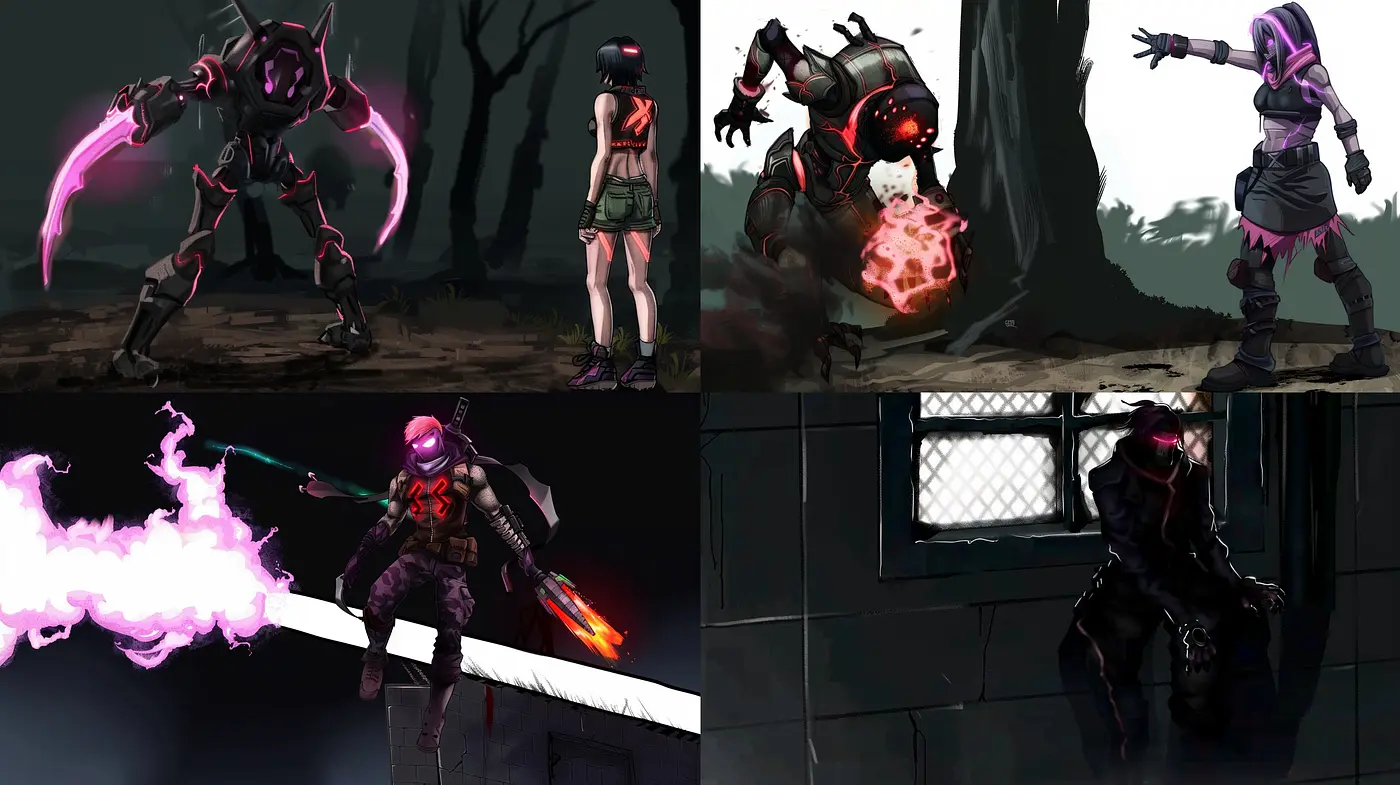 Futuristic Dystopian Elegy: Neon Highlights and Dark Ambiance - Midjourney sref style