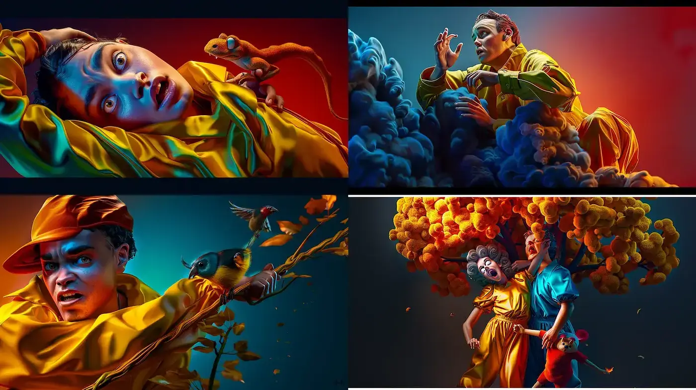 Vibrant and Dynamic Contemporary Illustrations with Surreal Elements - Midjourney sref style