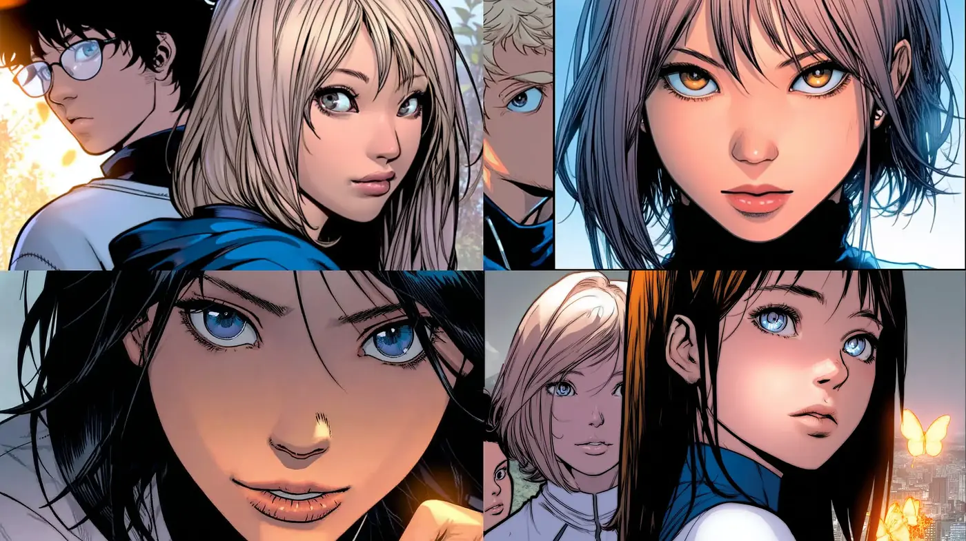 Modern Comic Style with a Touch of Manga Aesthetic Infused with Youthful Vibrancy - Midjourney sref style