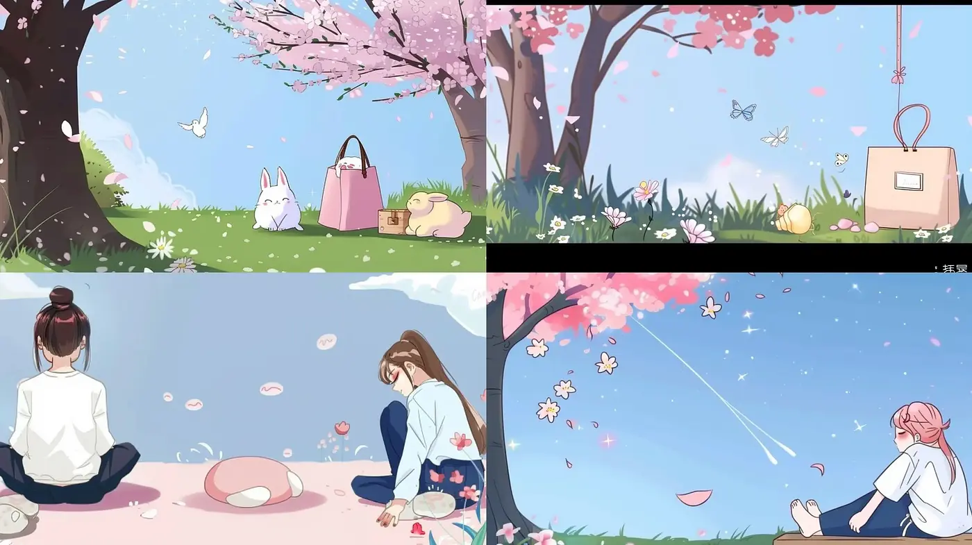 Serenity in Pastel: A Harmonious Blend of Anime-Inspired Tranquility and Springtime Bloom - Midjourney sref style