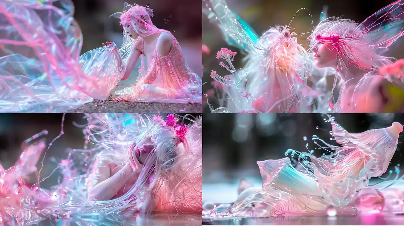 Ethereal Fantasy with Fluid Motion and Soft Aesthetics - Midjourney sref style