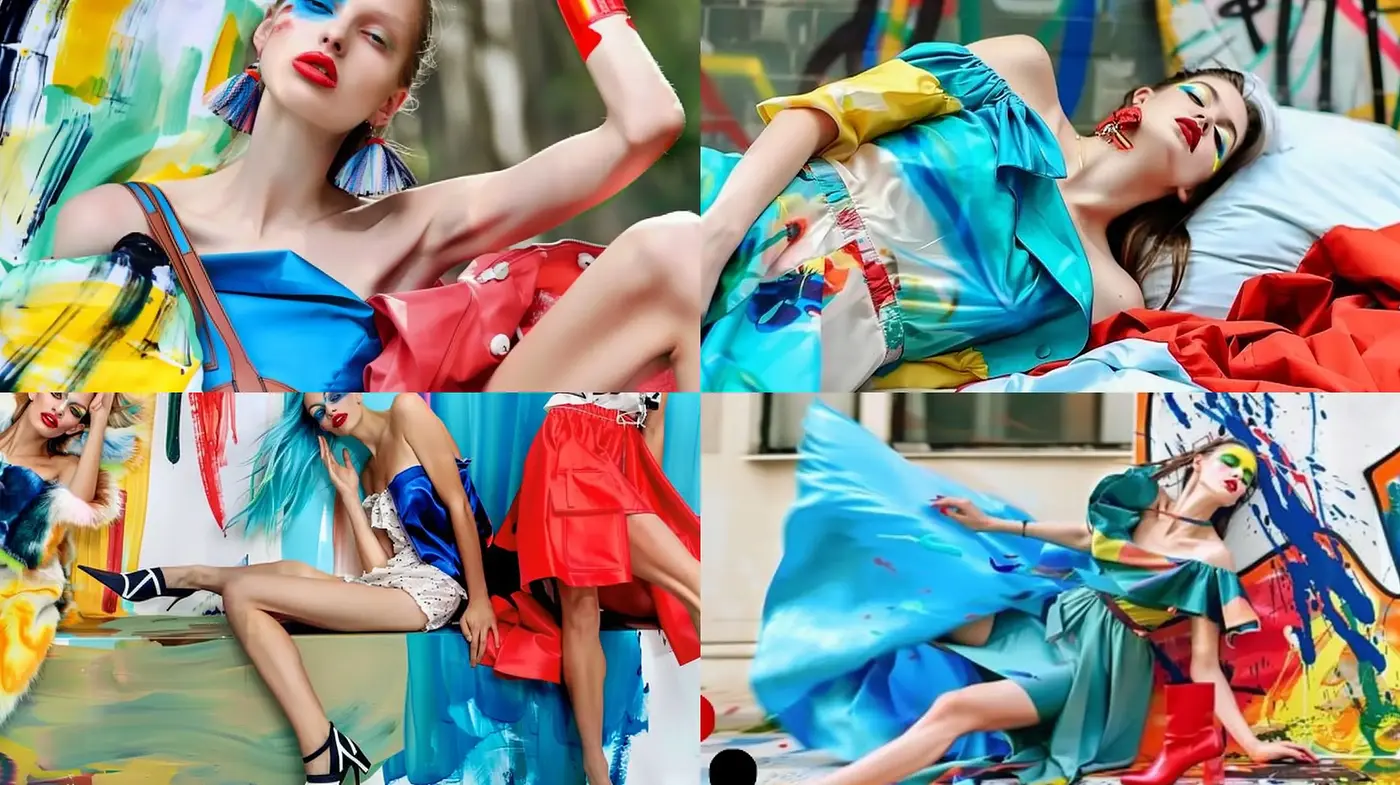 Dynamic Fusion of Abstract Expressionism and Fashion - Midjourney sref style