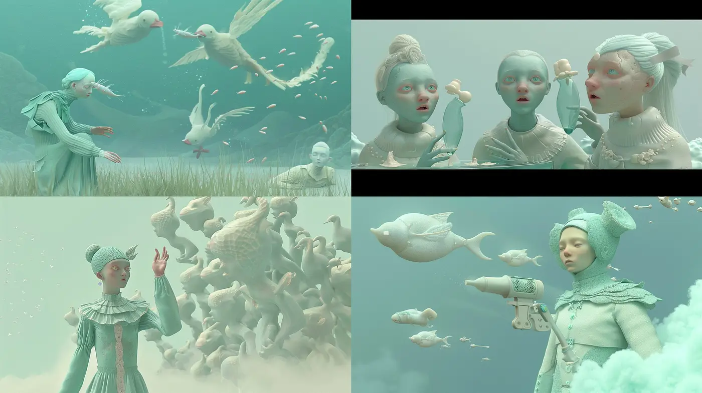 Ethereal Dreamscape: A Unified Vision of Surreal Serenity and Aquatic Elegance - Midjourney sref style