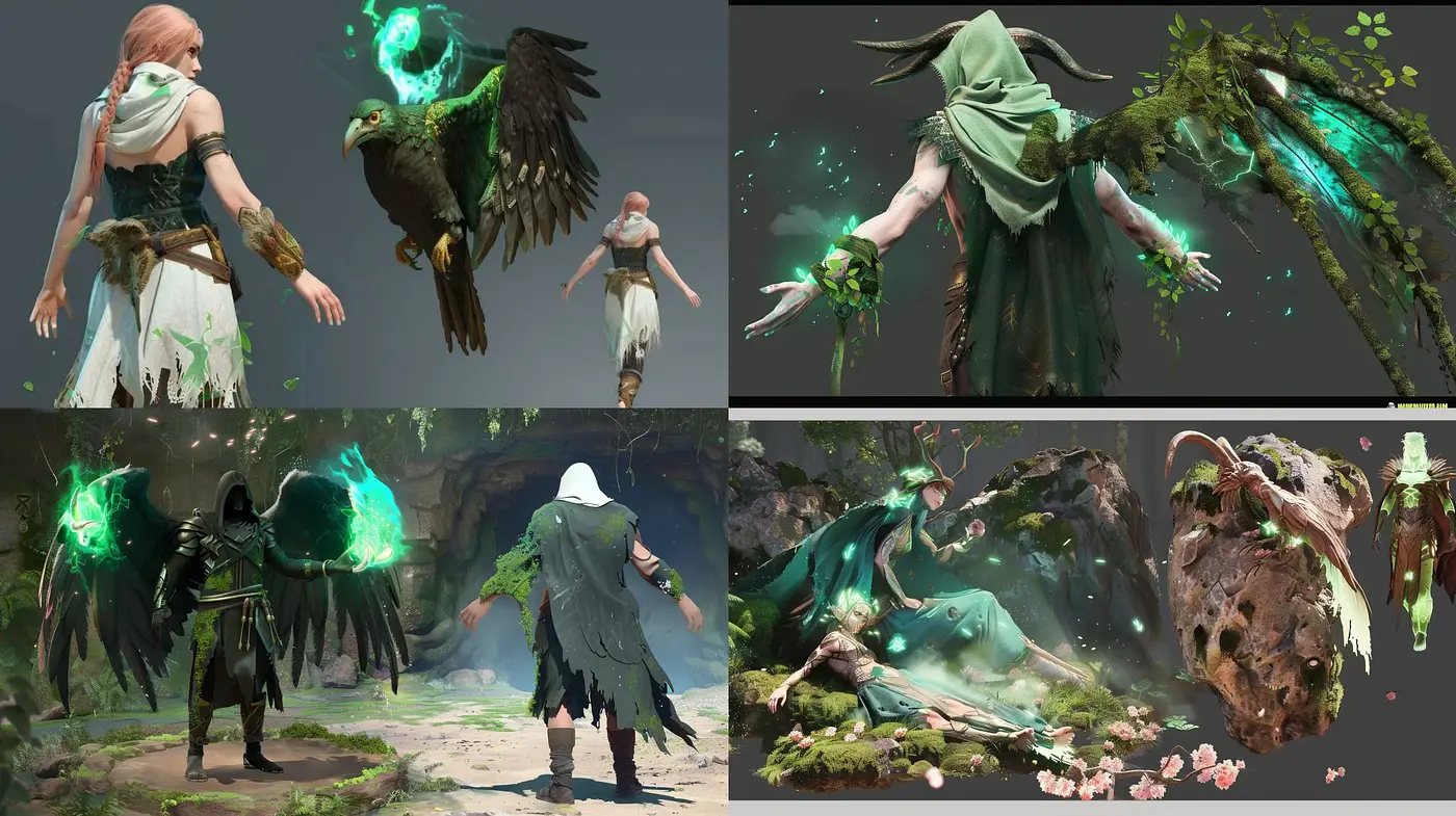 Mystical Forest Enchantment with Lush Greens and Ethereal Lighting - Midjourney sref style