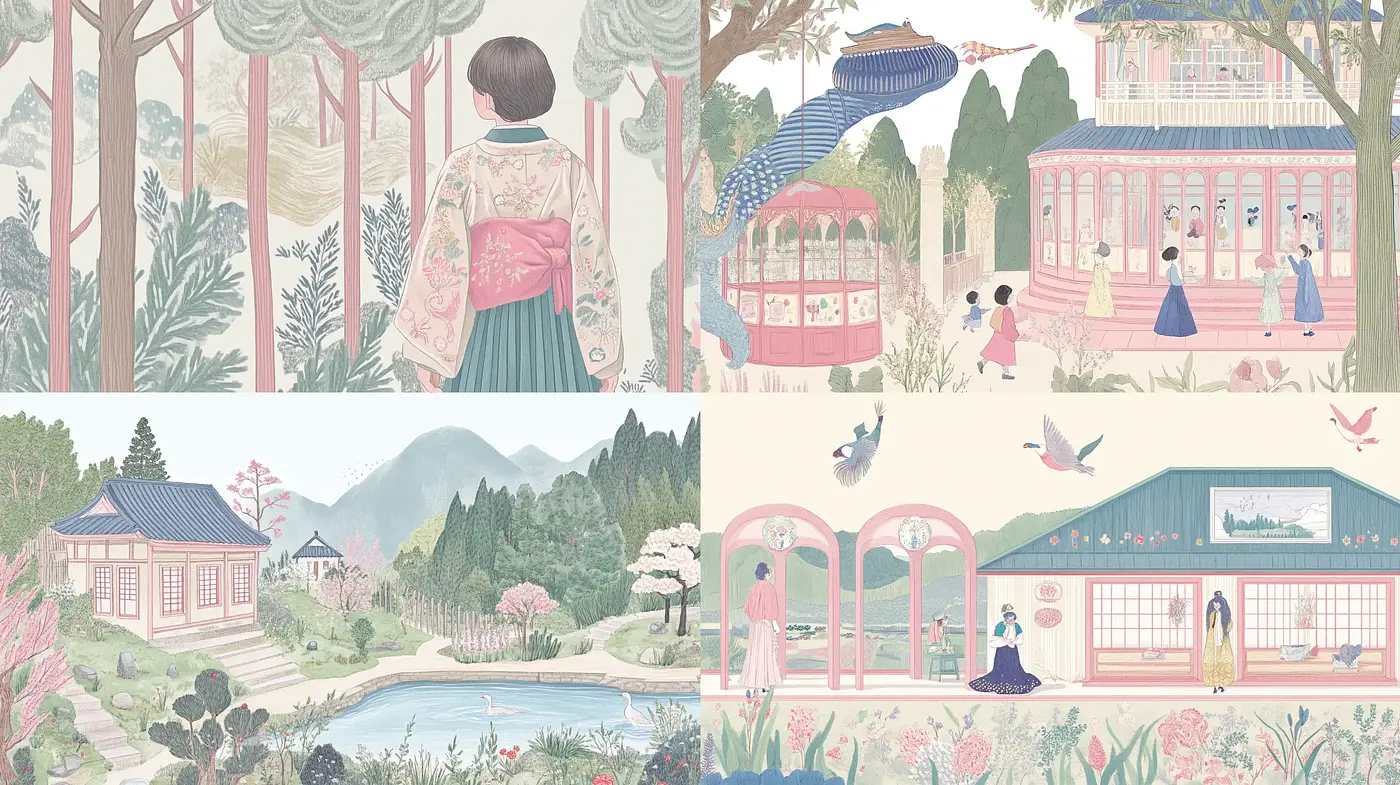 Whimsical Pastel Visions of Idyllic Asian Countryscapes - Midjourney sref style