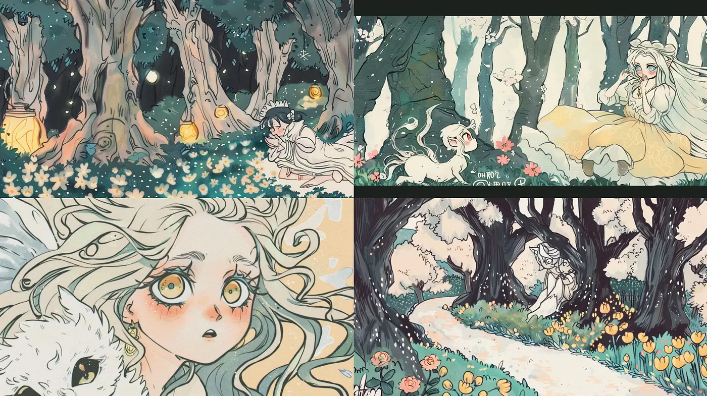 Enchanted Forest Whimsy: A Consistent Tale of Magical Realism and Color Harmony - Midjourney sref style