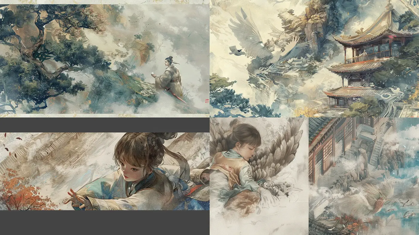 Ethereal Brushwork and Muted Harmony: A Study of Eastern-Inspired Serenity - Midjourney sref style