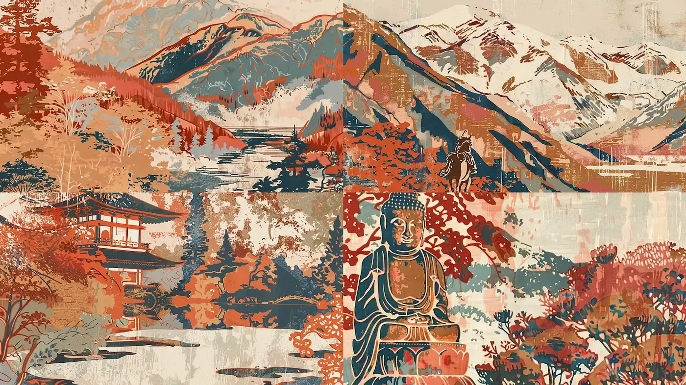 Serene and Harmonious Landscape Art with a Touch of Eastern Influence - Midjourney sref style