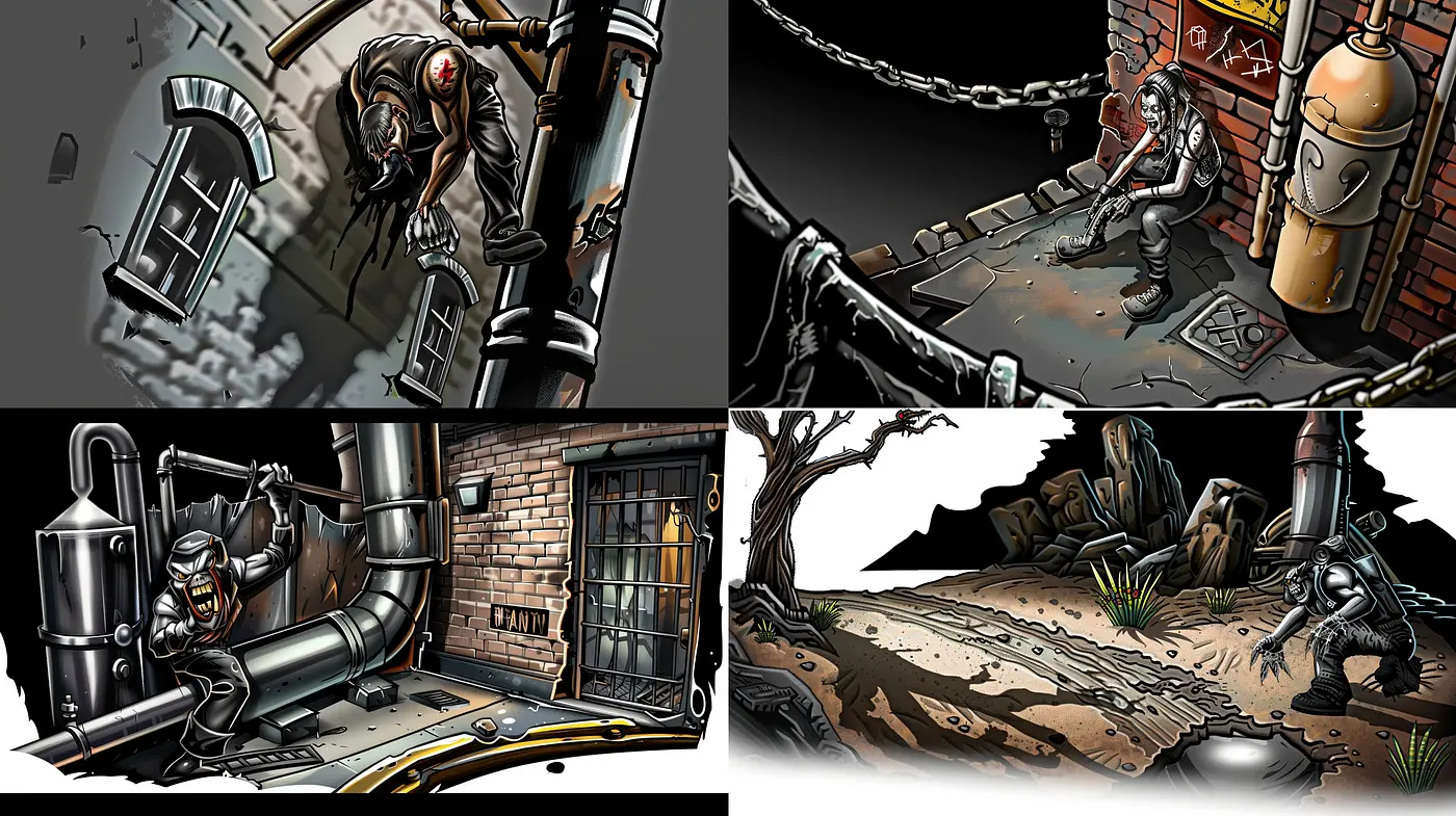 Uniformly Tinted Steampunk Vignettes with Stylized Gloss and Grit - Midjourney sref style