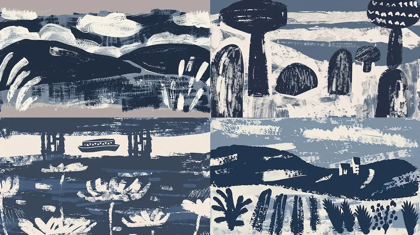 Abstract Textural Landscape in Monochrome with Expressionist Undertones - Midjourney sref style