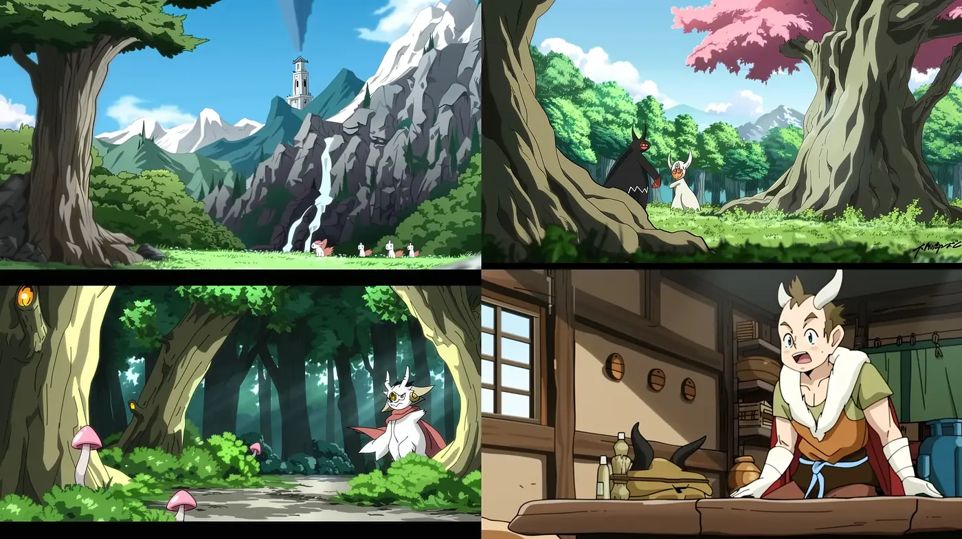 Enchanted Nature and Characters: A Consistent Anime-Inspired Journey - Midjourney sref style