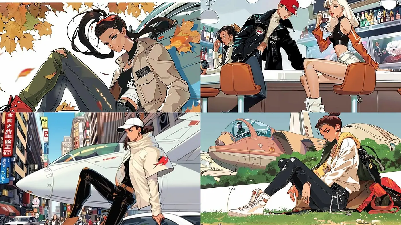 Futuristic Urban Elegance with Retro Manga Essence - Midjourney sref style