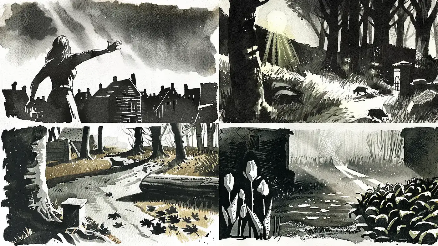 Monochromatic Nocturne: Evoking Emotions through Shades and Light - Midjourney sref style