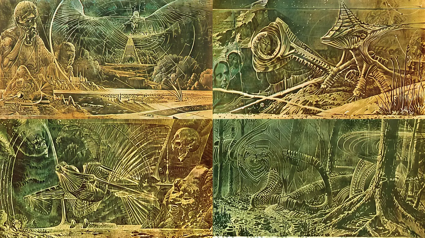 Ethereal Aquatic Dreamscape in Sepia Tones - Midjourney sref style