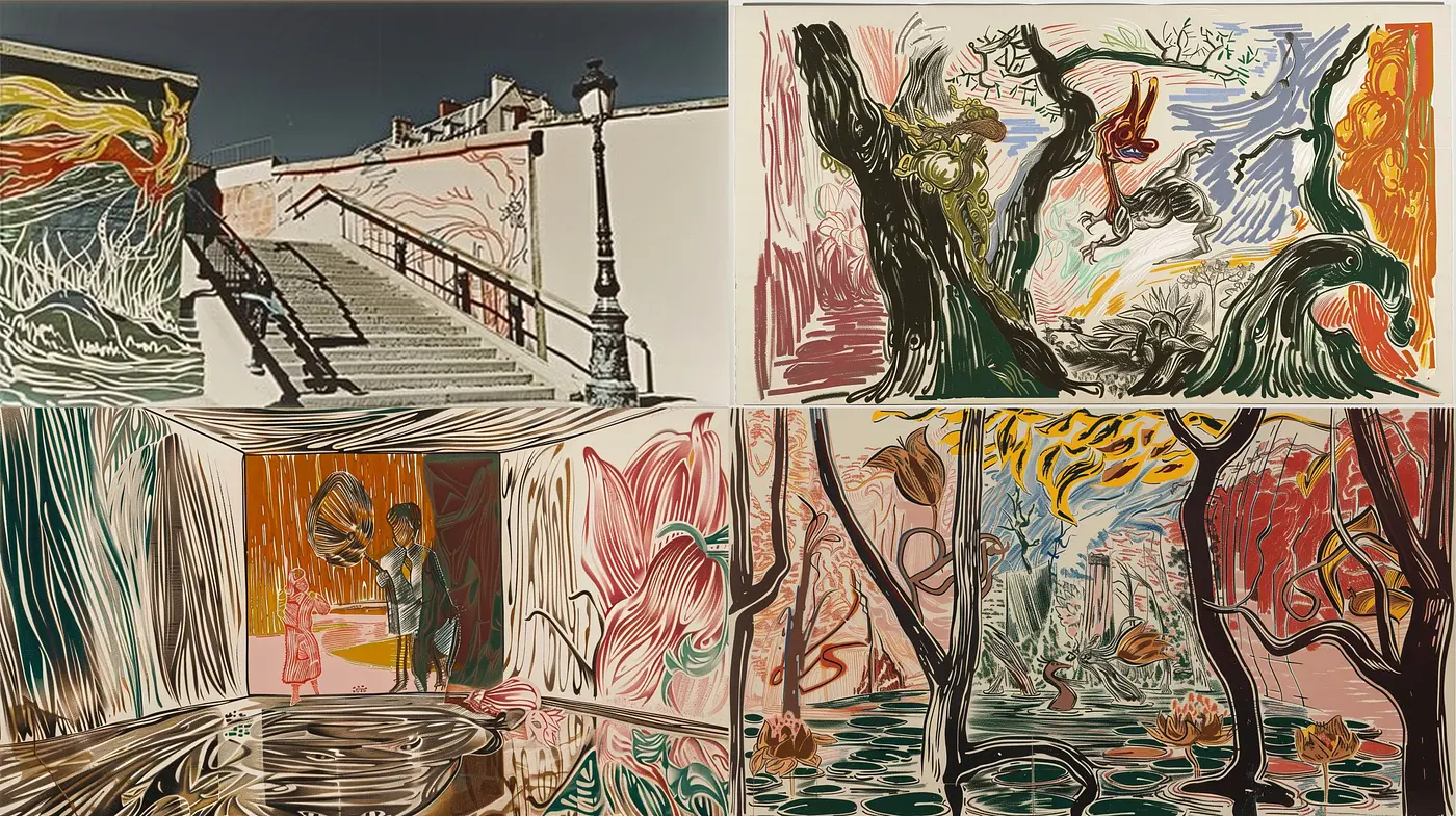 Vibrant Expressionist Flourish: A Dance of Vivid Lines and Bold Swirls - Midjourney sref style
