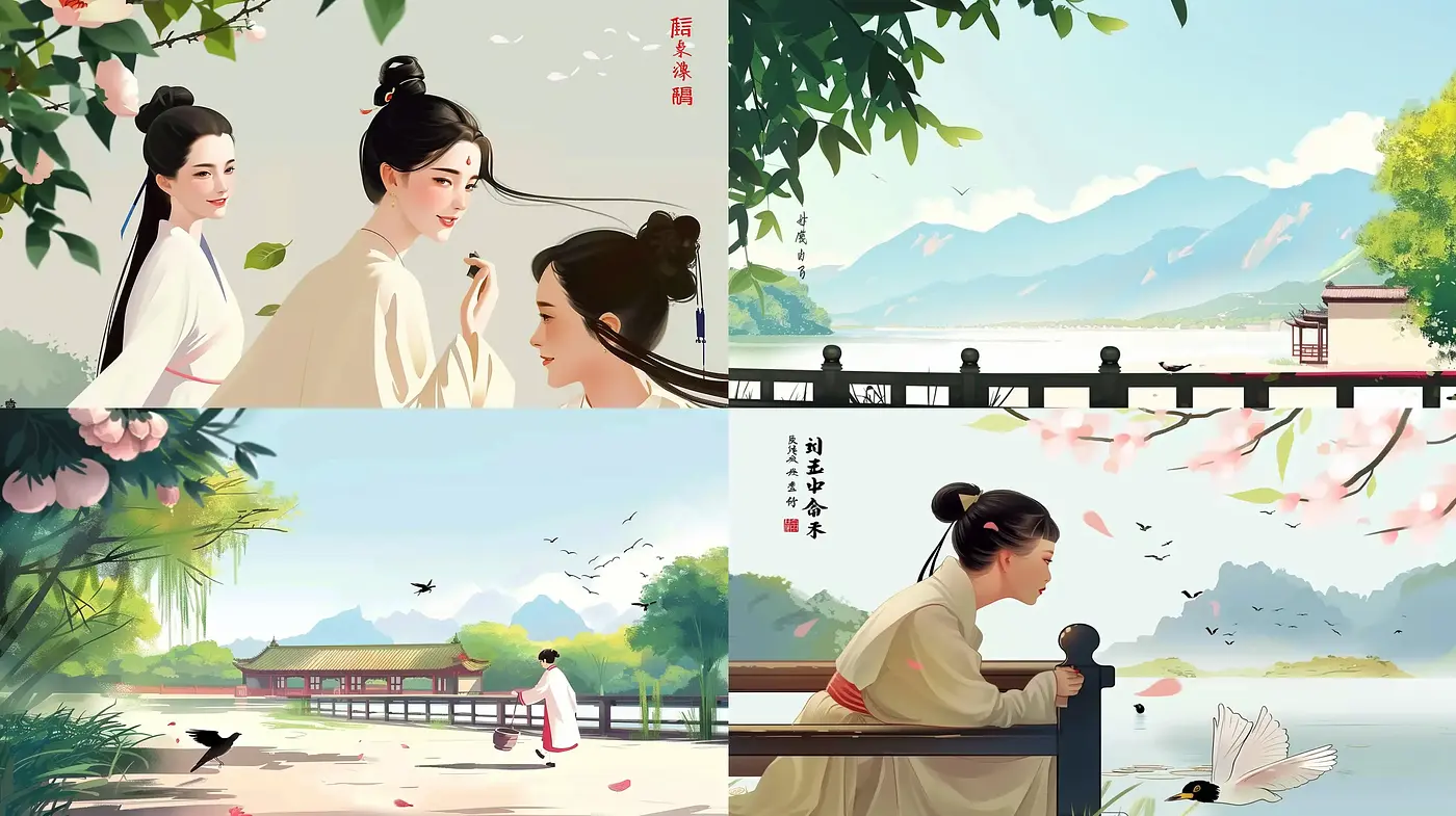 Tranquil Scenes of East Asian Ink Wash Inspired Digital Artistry - Midjourney sref style