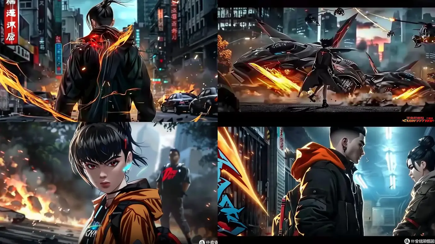 Neon-Infused Cyberpunk Visions: An Edgy Blend of Futurism and Urban Chaos - Midjourney sref style