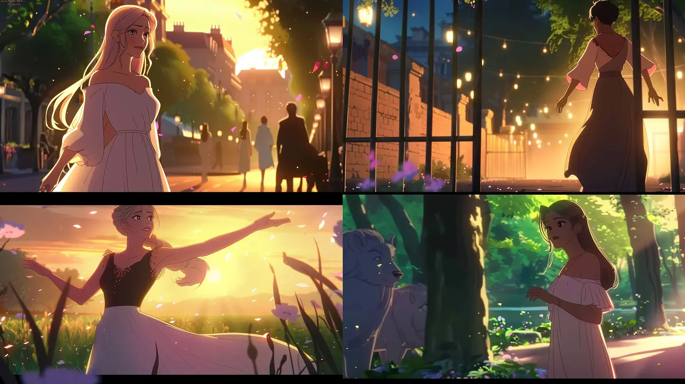 Warm Sunset Hues and Serene Contemplation in Anime-Inspired Illustrations - Midjourney sref style