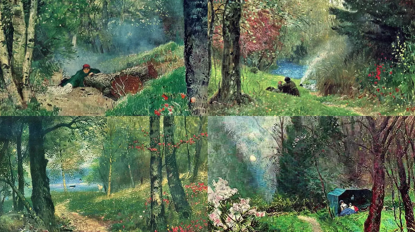Serene Enclave of Nature's Hues: A Harmonious Reflection of Pastoral Impressionism - Midjourney sref style