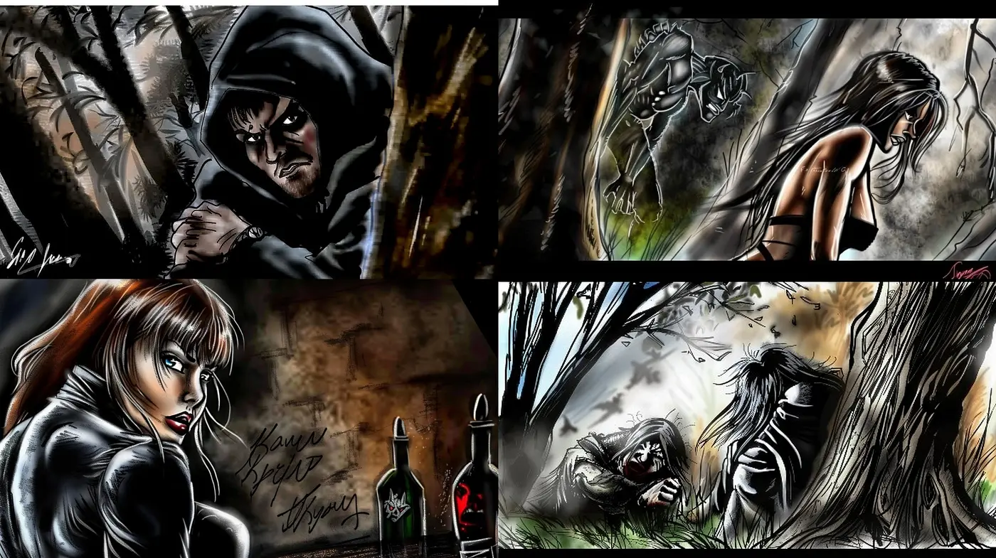 Gritty and Evocative Strokes of a Dark Palette - Midjourney sref style