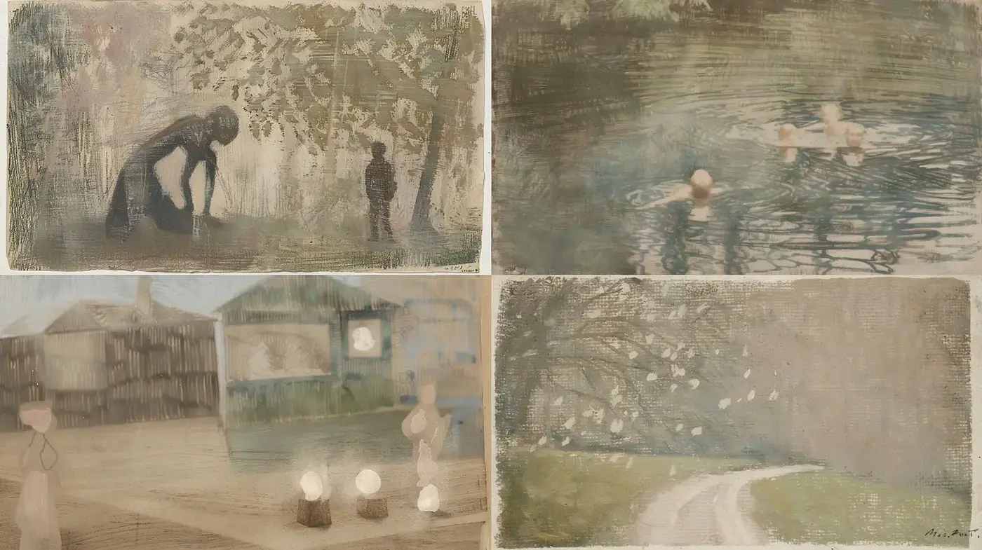 Ethereal Ambience with Subdued Natural Elements and Soft Textures - Midjourney sref style