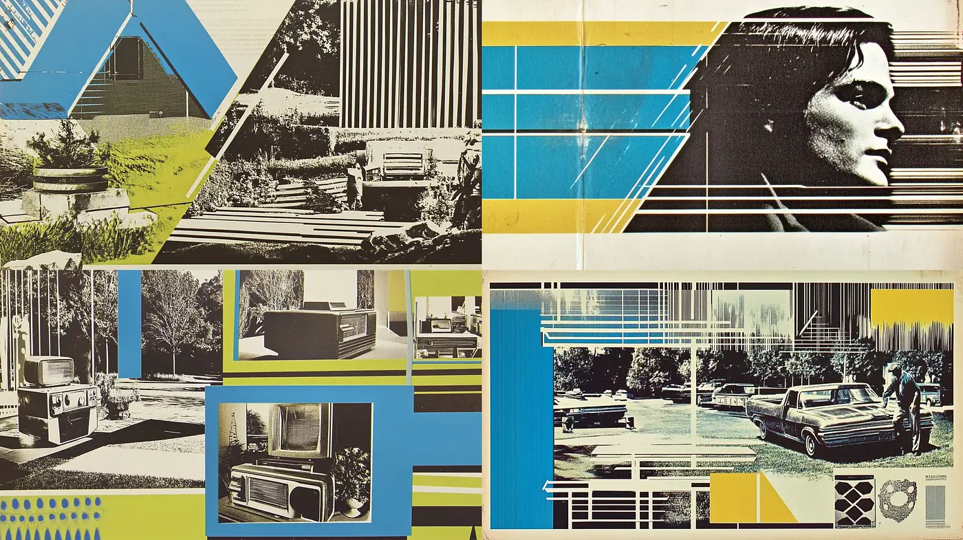 Retro-Futuristic Collage of Americana with a Dash of Nostalgia - Midjourney sref style