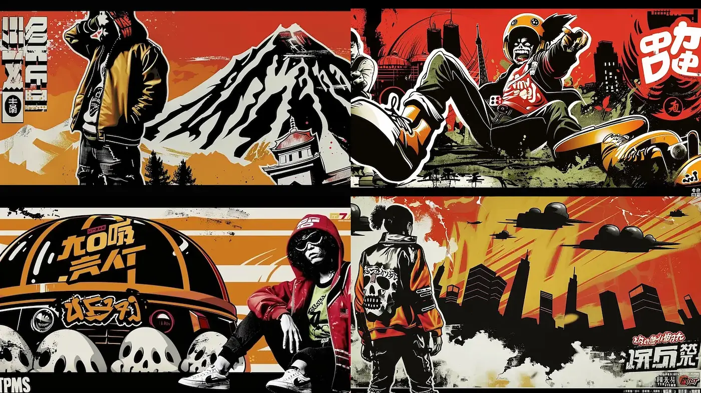 Dynamic Urban Street Art with a Retro Vibe - Midjourney sref style