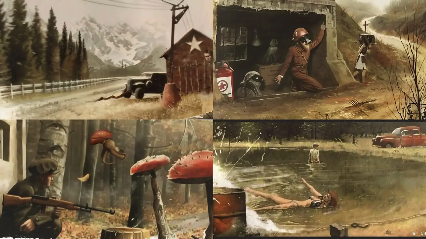 Surreal Rustic Narratives with a Time-Worn Patina - Midjourney sref style