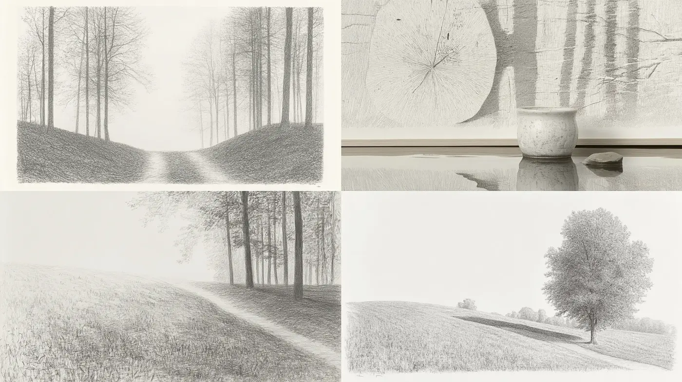 Ethereal Monochrome Landscapes: An Homage to Tranquil Nature - Midjourney sref style
