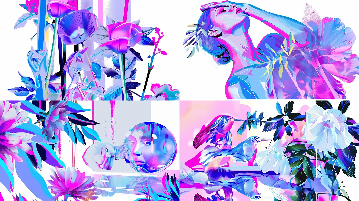 Ethereal Botanic Dreamscape: A Synthesized Fusion of Flora and Dazzle - Midjourney sref style