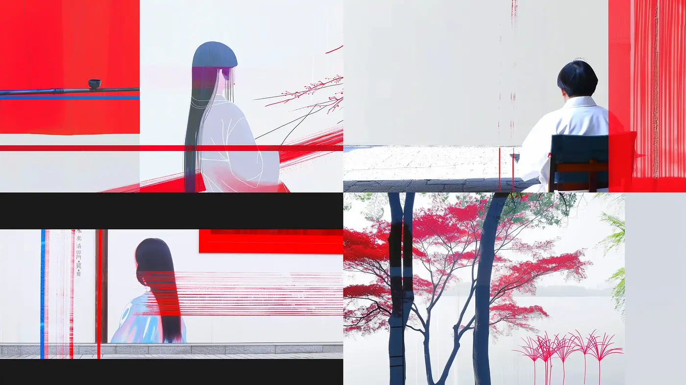 Minimalist Modernity with a Red and White Japanese Aesthetic - Midjourney sref style