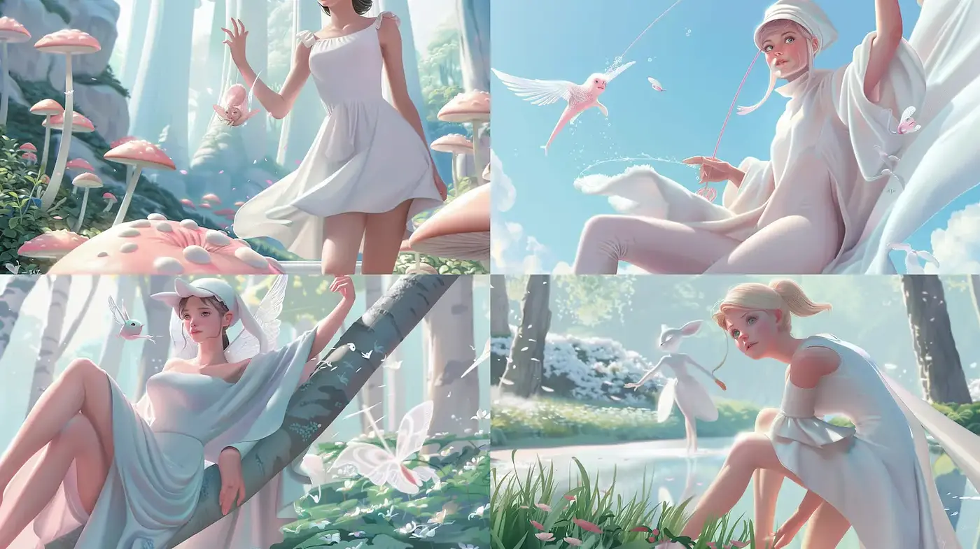 Ethereal and Dreamlike Fantasy Style with Harmonious Natural Elements - Midjourney sref style