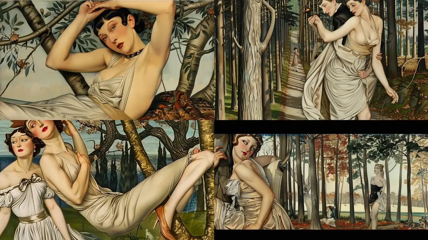 Neoclassical Reverie: An Homage to Mythical Elegance and Pastoral Grace - Midjourney sref style