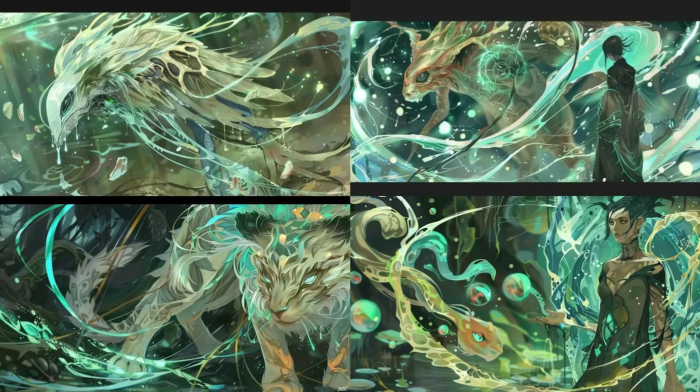 Ethereal Stream of Consciousness in Swirling Aquatic Hues - Midjourney sref style