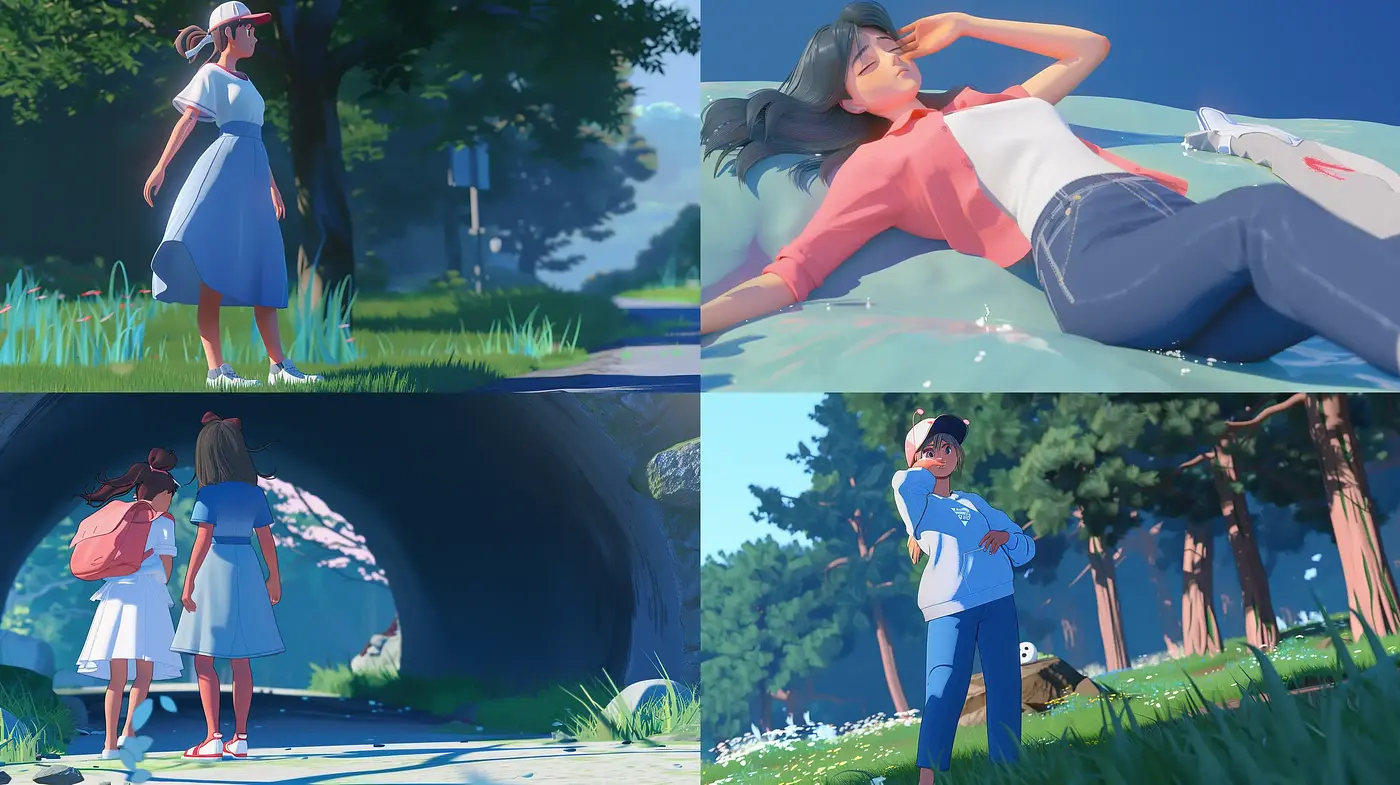 Serene Animated Daydream - Consistent Style Exploration Across Varying Scenarios - Midjourney sref style